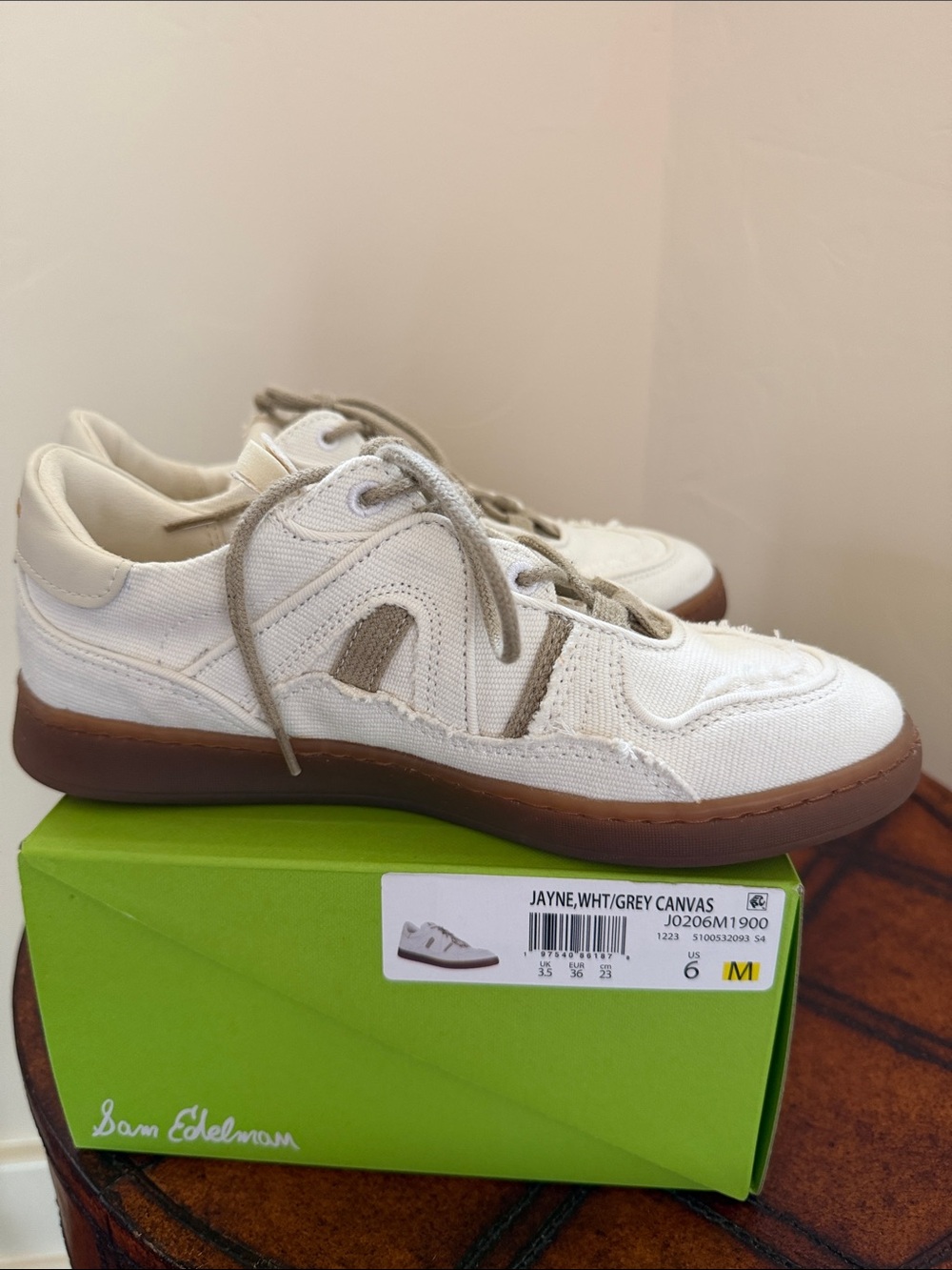 Sam Edelman White/Grey Canvas Jayne Men’s Sneaker - Picture 1 of 6